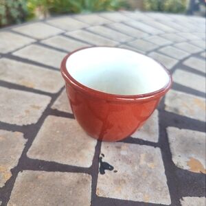 Vintage Custard Pot, Bean, Small Pottery, Red Ware, Ramekin